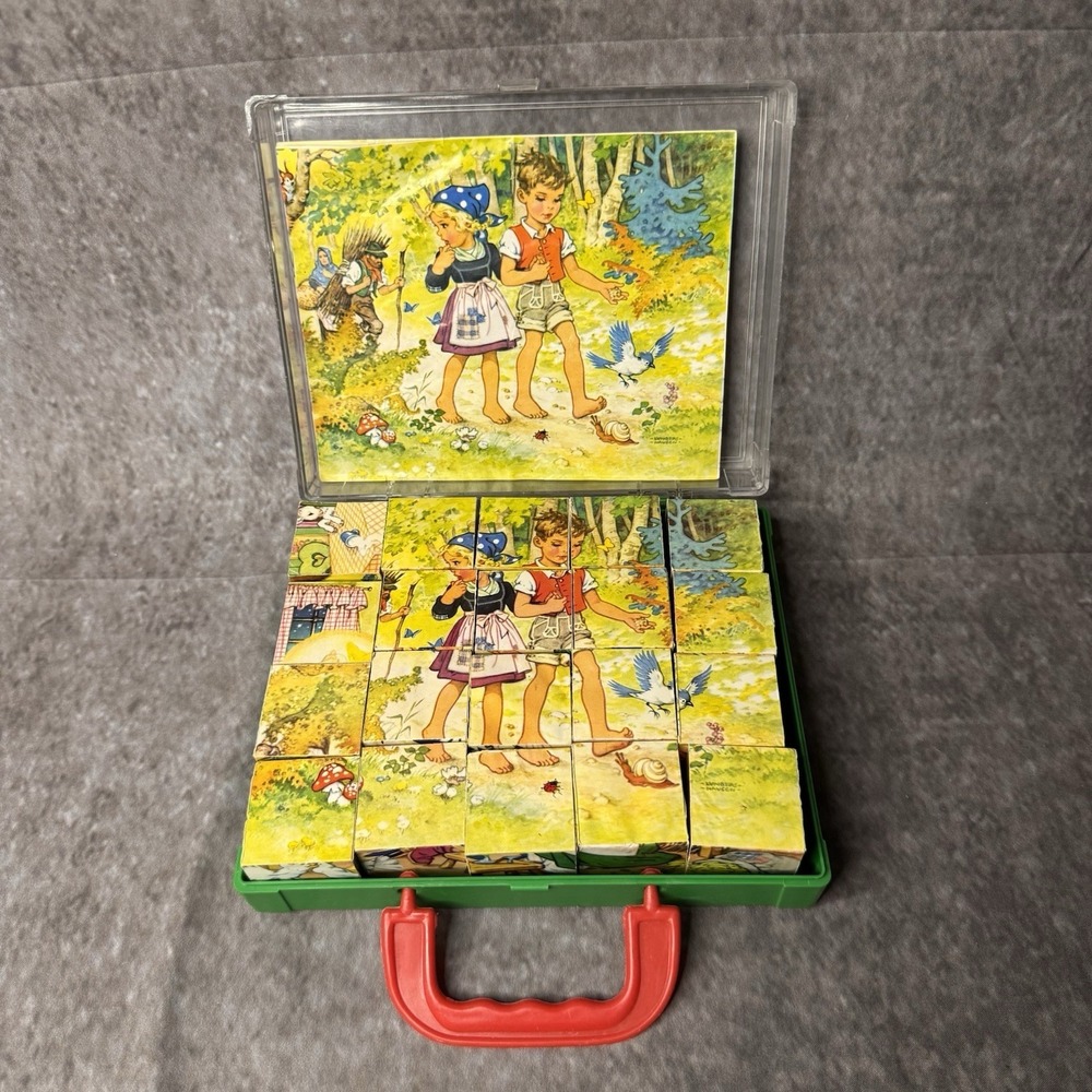 Vtg Hermann Eichorn Fairy Tale Wooden Block Puzzle Federal Republic of Germany